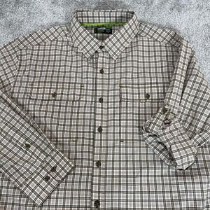 Googan Squad Fishing Shirt Mens Extra Large Button Up Plaid Performance Roll Tab